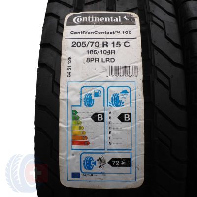 3. 205 70 15C 4x CONTINENTAL 205/70 R15C 106/104R ContiVanContact 100 Sommerreifen 2016 VOL Wie Neu