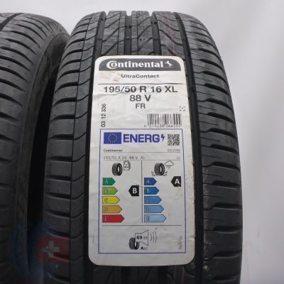 2.  195 50 16 2x CONTINENTAL 195/50 R16  88V XL UltraContact Sommerreifen 2023 VOLL WIE NEU 