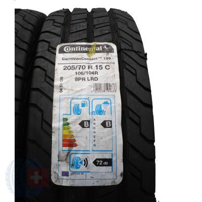 2. 205/ 70 15C 4x CONTINENTAL 205/70 R15C 106/104R ContiVanContact 100 Sommerreifen 2020 VOLL WIE NEU