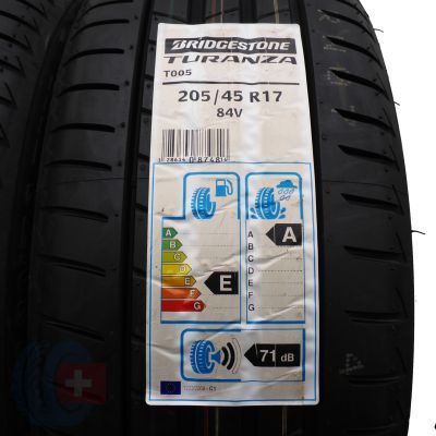 2. 4 x BRIDGESTONE 205/45 R17 84V Turanza T005 Sommerreifen 2019, 2021 WIE NEU VOLL