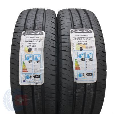 195 70 15C 2x CONTINENTAL 195/70 R15C 104/102R VanContact Eco Sommerreifen 2021 VOLL Wie Neu