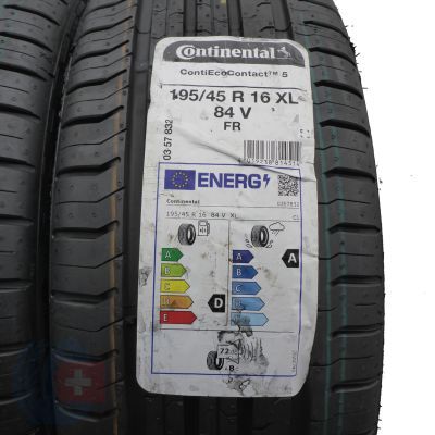 2. 195 45 16 4x CONTINENTAL 195/45 R16 84V XL ContiEcoContact 5 Sommerreifen 2022 WIE NEU VOLL