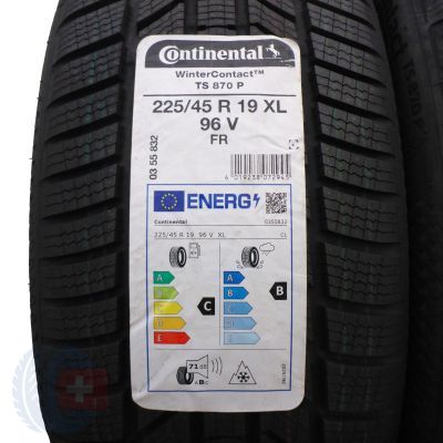 2. 225 45 18 2x CONTINENTAL 225/45 R19 96V XL WinterContact TS870P Winterreifen 2022 VOLL Wie Neu