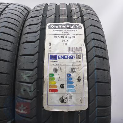 3. 225/45 R18 2x CONTINENTAL 95Y XL ContiSportContact 5 BMW Sommerreifen 2024  VOLL WIE NEU 