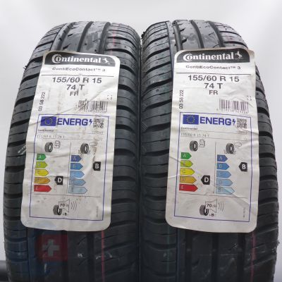  155 60 15 2x CONTINENTAL 155/60 R15 74T ContiEcoContact 3 Sommerreifen 2021 Ungebraucht   