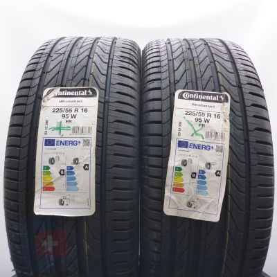 225 55 16 2x CONTINENTAL 225/55 R16 95W UltraContact Sommerreifen 2023 VOLL WIE NEU
