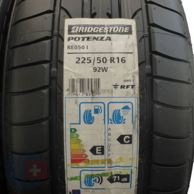 2. 4 x BRIDGESTONE 225/50 R16 92W Potenza RE050 BMW RunFlat Sommerreifen 2016 VOLL Wie Neu