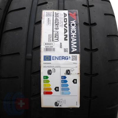 2. 265 40 19 4x YOKOHAMA 265/40 ZR19 102Y XL Advan A052 Sommerreifen 2021, 2023 WIE NEU VOLL