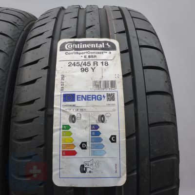 2. 245 45 18 2x CONTINENTAL 245/45 R18 96Y ContiSportContact3E RunFlat BMW Sommerreifen 2023 WIE NEU VOLL
