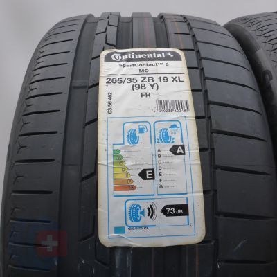 2. 265 35 19 2x CONTINENTAL 265/35 R19 98Y XL MO SportContact6 Sommerreifen 2017, 2018 WIE NEU VOLL