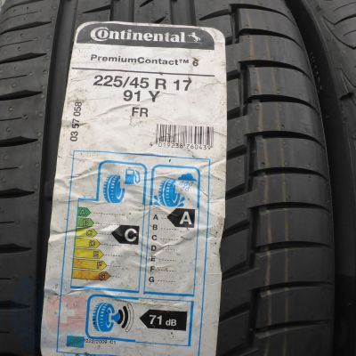 3. 225 45 17 4x CONTINENTAL 225/45 R17 91Y PremiumContact 6 Sommerreifen 2019 WIE NEU VOLL