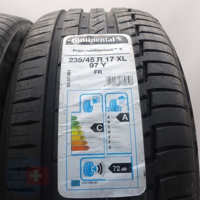 2. 235 45 17 2x CONTINENTAL 235/45 R17 97Y XL PremiumContact 6 Sommerreifen 2020 VOLL WIE NEU
