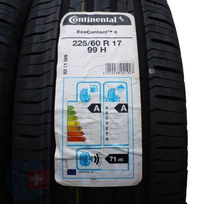 2. 225 60 17 4x CONTINENTAL 225/60 R17 99H EcoContact 6 Sommerreifen 2020 WIE NEU VOLL