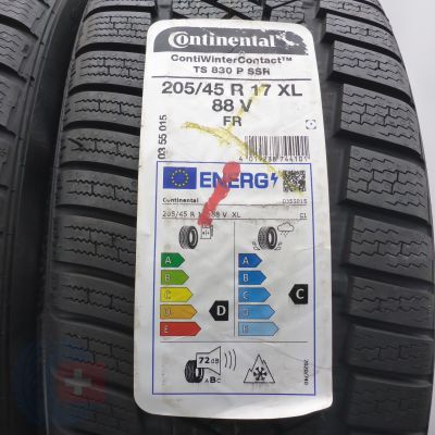 2.  205 45 17 CONTINENTAL 205/45 R17 88V XL ContiWinterContact TS 830 P RFT Winterreifen  2022/23 Ungebraucht   