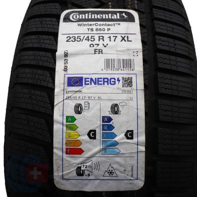 2. 235 45 17 4x CONTINENTAL 235/45 R17 97V XL WinterContact TS850P Winterreifen 2022 VOLL Wie Neu