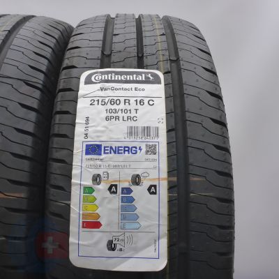 3. 215 60 16C 2x CONTINENTAL 215/60 R16C 103/101T VanContact eco Sommerreifen 2023 VOLL WIE NEU