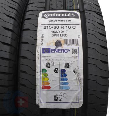 2. 2 x CONTINENTAL 215/60 R16C 103/101T VanContact Eco Sommerreifen 2021 WIE NEU VOLL