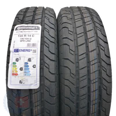 195 80 14C 2x CONTINENTAL 195/80 R14C 106/104Q ContiVanContact 100 Sommerreifen 2023 VOLL Wie Neu