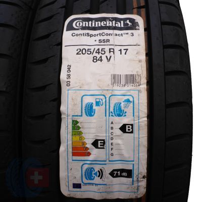 2. 205 45 17 2x CONTINENTAL 205/45 R17 84V ContiSportContact 3 RSC BMW Sommerreifen 2019 VOLL Wie Neu