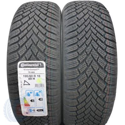 2 x CONTINENTAL 195/60 R16 89H WinterContact TS 860 Winterreifen 2020 WIE NEU VOLL