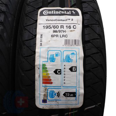 2. 4 x CONTINENTAL 195/60 R16C 99/97H VancoContact 2 Sommerreifen 2019, 2020 WIE NEU VOLL