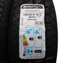 2. 4 x CONTINENTAL 195/60 R16C 99/97H VancoContact 2 Sommerreifen 2019, 2020 WIE NEU VOLL