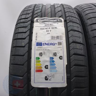 2. 225 40 19 2x CONTINENTAL 225/40 R19 93Y XL ContiSportContact 6 MOE RFT Sommerreifen 2022/23 Ungebraucht   