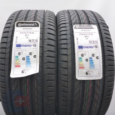 3. 215 45 16 4x CONTINENTAL 215/45 R16 90V XL UltraContact Sommerreifen 2024 VOLL WIE NEU 